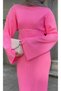 Women's Clothing Pink Pearl Knitwear Long Dress - 3