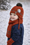 3-8 Years Old Boys' Scarf, Beanie, Gloves, Brick Color 3-Piece Set - Eagle Detail - 2