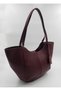 Women's Faux Leather Shoulder Bag with 3 Compartments, Large Size, Stylish Design Burgundy Shoulder Bag - 5