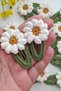 Girl's Buckles Handmade Set of 2 Green-white Daisy Snap Buckles - 2