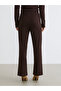 Lcw Comfort Brown Plus Size Elastic Waist Textured Women's Trousers W5I562Z8 - 4
