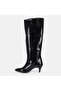 Large size women's boots 41-42-43-44-black shiny - 5