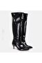 Large size women's boots 41-42-43-44-black shiny