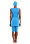 Zero Sleeve Semi-Closed Hijab Swimsuit with Attached Chest Pad Available in the Underwear Part - 5