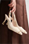 LUXURY Imported Textured Special Heeled Solitaire Ring Accessorized Women’s High Heel Evening Shoes - 2
