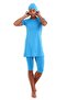 Women's Short Sleeve Closed Hijab Swimsuit (Built-In Chest Pad Available Inside) - 8
