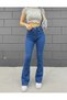 Flared F Flare Jeans Jeans Trousers High Waist Medium Blue Lycra - 5