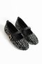Black and White Sequin Glittery Buckle Detailed Women's Stylish Daily Ballerinas - 2