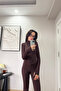 Combo Basic Brown Rover Slim Fit Zipper Detailed 2-Piece Sports Set - 6