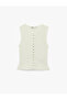 Ruffled Buttoned Crew Neck Knit Vest - 3