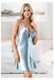 Women's Baby Blue Satin Nightgown with Swimmer Back Detail, Low-Cut Mini Nightgown