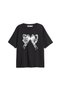 Printed Lace V2 Ribbon Relaxed Fit Black Women's T-Shirt
