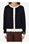 Gold Button Detailed Knitwear Cardigan - Navy Blue - - 3