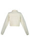 Women Solid Textured White Textured Dobby Crop Jacket - 4