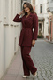 Belted Hijab Double Set N7174 Claret Red - 2