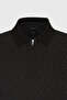 Men's Black Slim Fit Slim Fit 100% Cotton Printed Polo Collar T-Shirt - 7