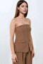 Strapless Buttoned Front Woven Top - 5
