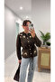 Berra Brown Embroidered Belted Cardigan