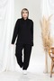 Plus Size Full Stretch Fabric Lace-Up Hooded Sleeve Piped Trend Elastic Waist Pocketed Pipe Leg Suit
