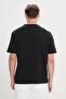 Men's Black Modern Fit Relaxed Fit 100% Cotton Printed Crew Neck T-Shirt - 5