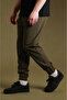 Men's Khaki Parachute Fabric Sweatpants |   Sports Model with Elastic Cuffs, Zipper and Back Pocket - 5