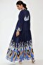Printed Long Sleeve Viscose Modest Dress - 3