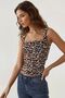 Leopard Patterned Square Neck Slim Fit Top - 4