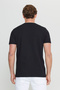 Men's Black Cotton Slim Fit Slim Fit Polo Neck Jacquard Stretch T-Shirt - 5