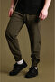 Men's Khaki Parachute Fabric Sweatpants |   Sports Model with Elastic Cuffs, Zipper and Back Pocket - 4