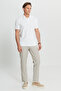 Men's White Cotton Slim Fit Slim Fit Polo Neck Jacquard Stretch T-Shirt - 3