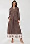 Patterned Modest V-Neck Dress - 3
