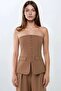 Strapless Buttoned Front Woven Top - 4