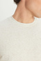 Men's Beige Linen Slim Fit Slim Fit Crew Neck Jacquard T-Shirt - 5
