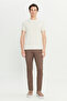 Men's Beige Linen Slim Fit Slim Fit Crew Neck Jacquard T-Shirt - 2