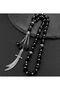 Silver and Cyan Color Zulfi̇kar Special Design Men's Prayer Beads with Zircon Detail and Tassel - 3