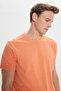Men's Orange Slim Fit Slim Fit Cotton Crew Neck T-Shirt - 4