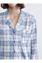 Lcw young blue shirt collar plaid women's pajama set - 3