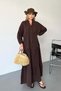 Women's Button Detailed 100% Cotton Long Dress Brown - 26Y 3007