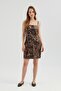 Animal Patterned Thin Strap Mini Dress - 2