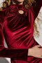 Stand Collar Velvet Mini Dress with Accessory Detail - 3