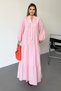Women's Button Detailed 100% Cotton Long Dress Pink - 26Y 3007 - 3
