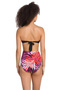 Black Padded Mixed Patterned Strapless High Waist Bikini Set - 2