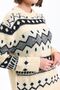 Crew Neck Patterned Oversize Sweater - 4