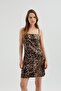 Animal Patterned Thin Strap Mini Dress - 3