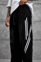 Men's Sweatpants Double Stripes Black Oversize Baggy Loose Fit 3 Yarns Without Ruffles - 5