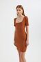 Short Sleeve Mini Bodycon Dress - Square Collar - 2