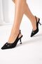 Women's Pointed Toe (8cm) Heeled Shoes |   With Adjustable Back Strap |   Stylish Design with Metal Buckle - 5
