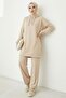 Hooded Tunic Trousers Double Set 1676 - Stone