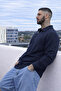 سويت شيرت رجالي كاجوال مقاس كبير باللون الأزرق الداكن - 4
