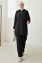 Hooded Tunic Trousers Double Set 1676 - Black